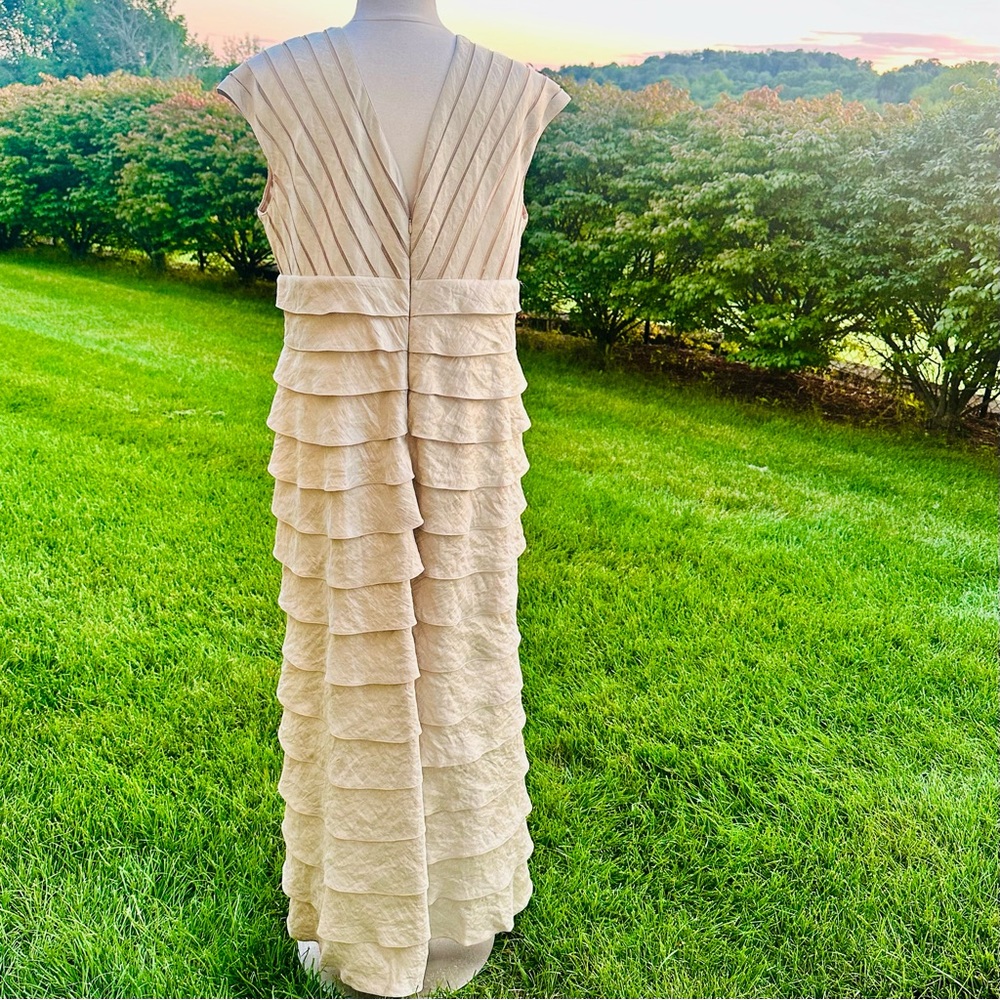 David’s Bridal Tiered Champagne Gold Shimmer Gown - Picture 7 of 15